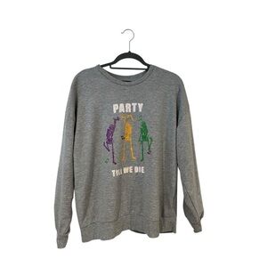 Sequined Feeling Festive Party Skeletons Crewneck Sweatshirt